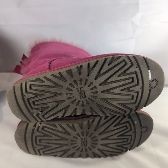 UGG Australia 3280 Boots Cerise Pink Bailey Bow US Women's 5 Mid Calf Sheepskin - Picture 12 of 16